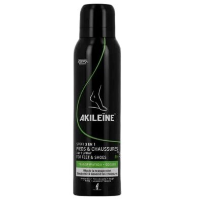 AKILEINE Spray Noir 3en1 Pieds & Chaussures 150 ml