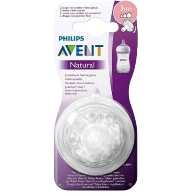 AVENT Tétines Natural 2 pcs 3M+ SCF045/27