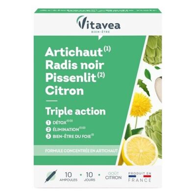 Vitavea Artichaut Radis Noir Pissenlit Citron 10 ampoules - parapharmacie en ligne Tunisie
